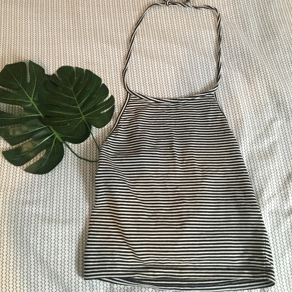 Brandy Melville Striped Halter Crop Top - Picture 1 of 2